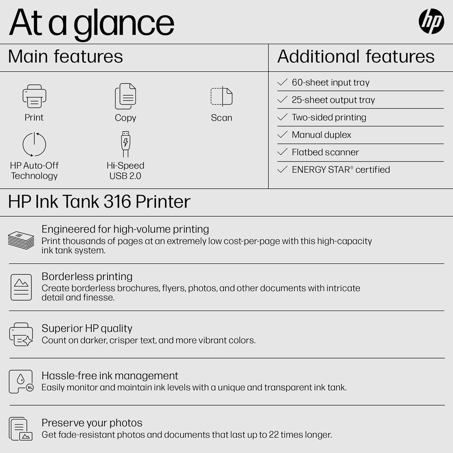 HP Ink Tank 316 All-in-one Colour Printer, Print, Scan & Copy for Office/Home
