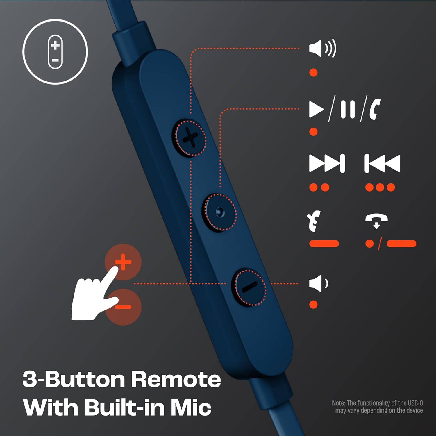 JBL Tune 310 Wired in Ear Type C Headphones, Hi-Res Audio with Digital-to-Analog Converter