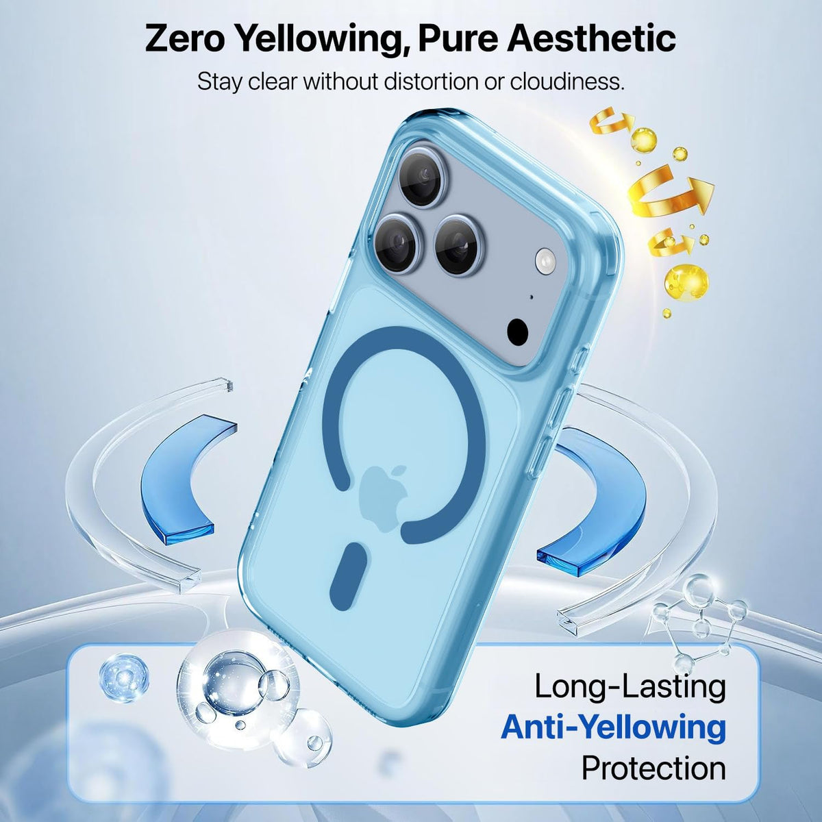 Vaku Luxos® KLYRA Magpro MagSafe Transparent TPU Back Cover Case for iPhone 18 Pro Max Crystal Clear |Blue