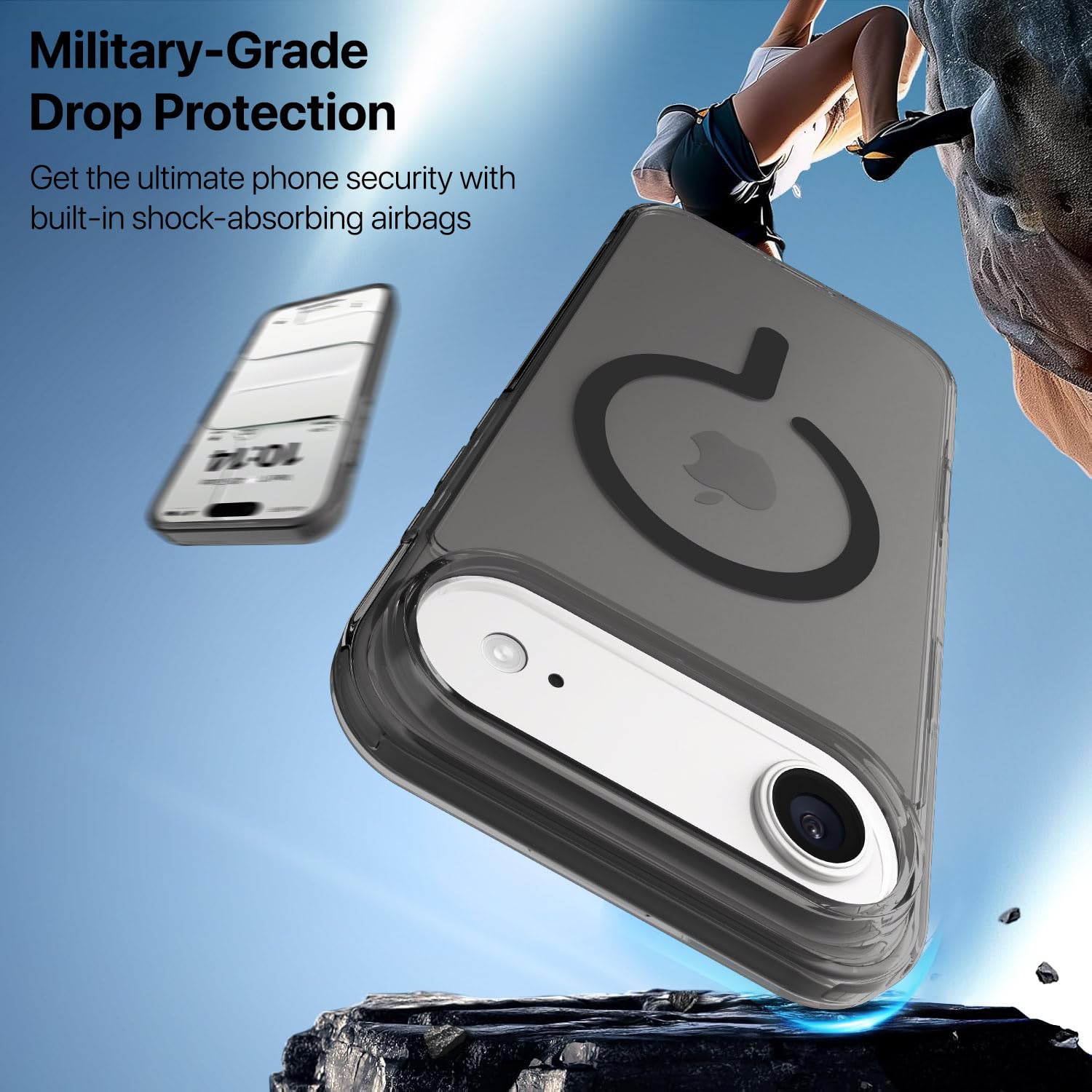 Vaku Luxos® Glassy Magpro Smokey Transparent TPU Case for iPhone 17 Air - Smokey Grey
