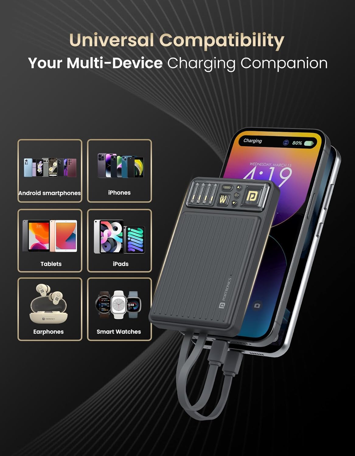Portronics Luxcell Bind Mini 10k 10000mAh Nano Powerbank with 22.5W Fast Charging
