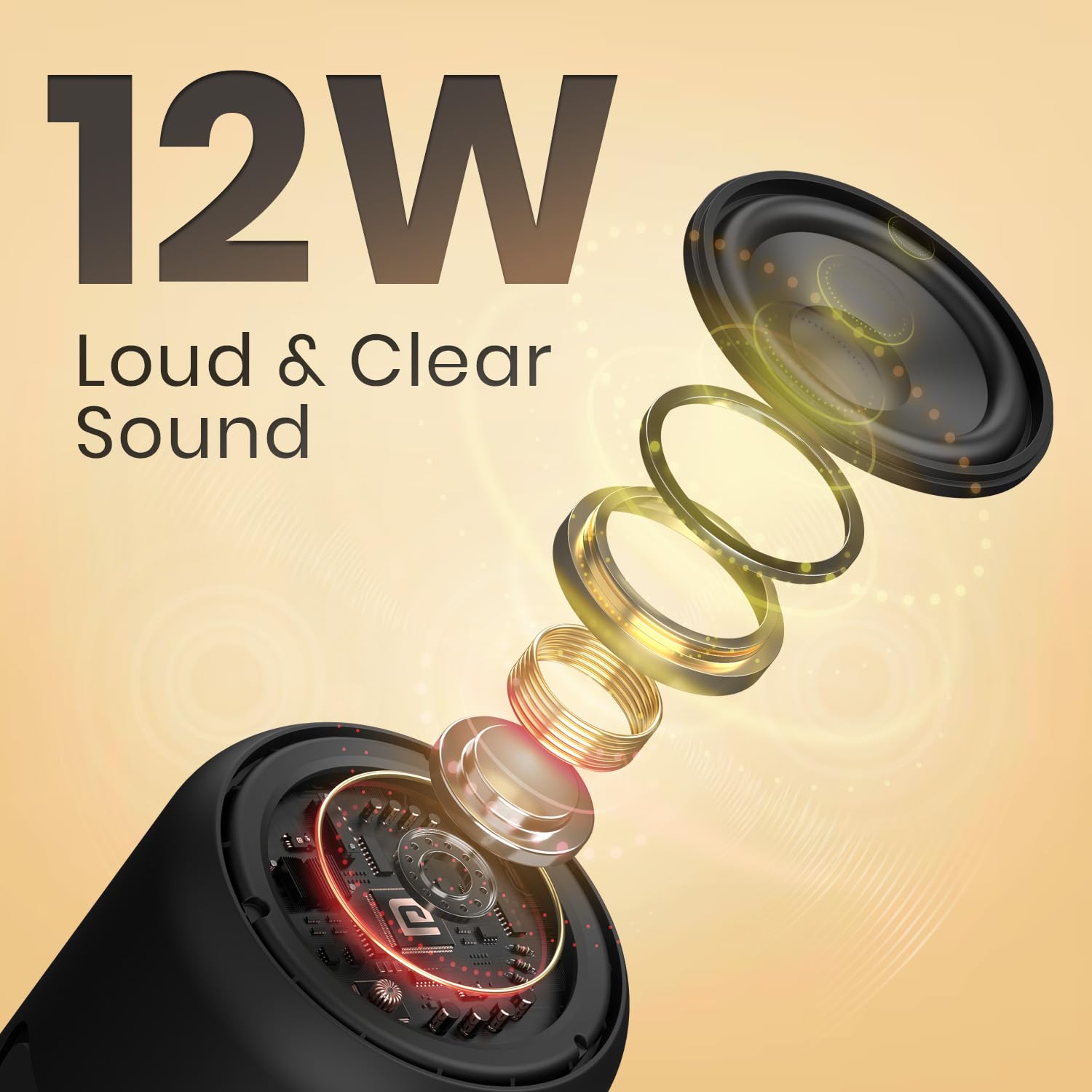 Portronics SoundDrum 1 12W TWS Portable Bluetooth Speaker with Powerful Bass