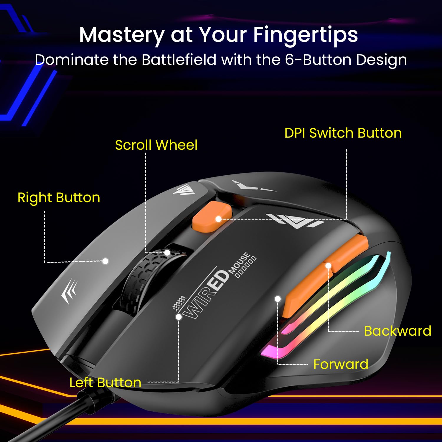 Portronics Vader Wired Gaming Mouse with 6 Buttons