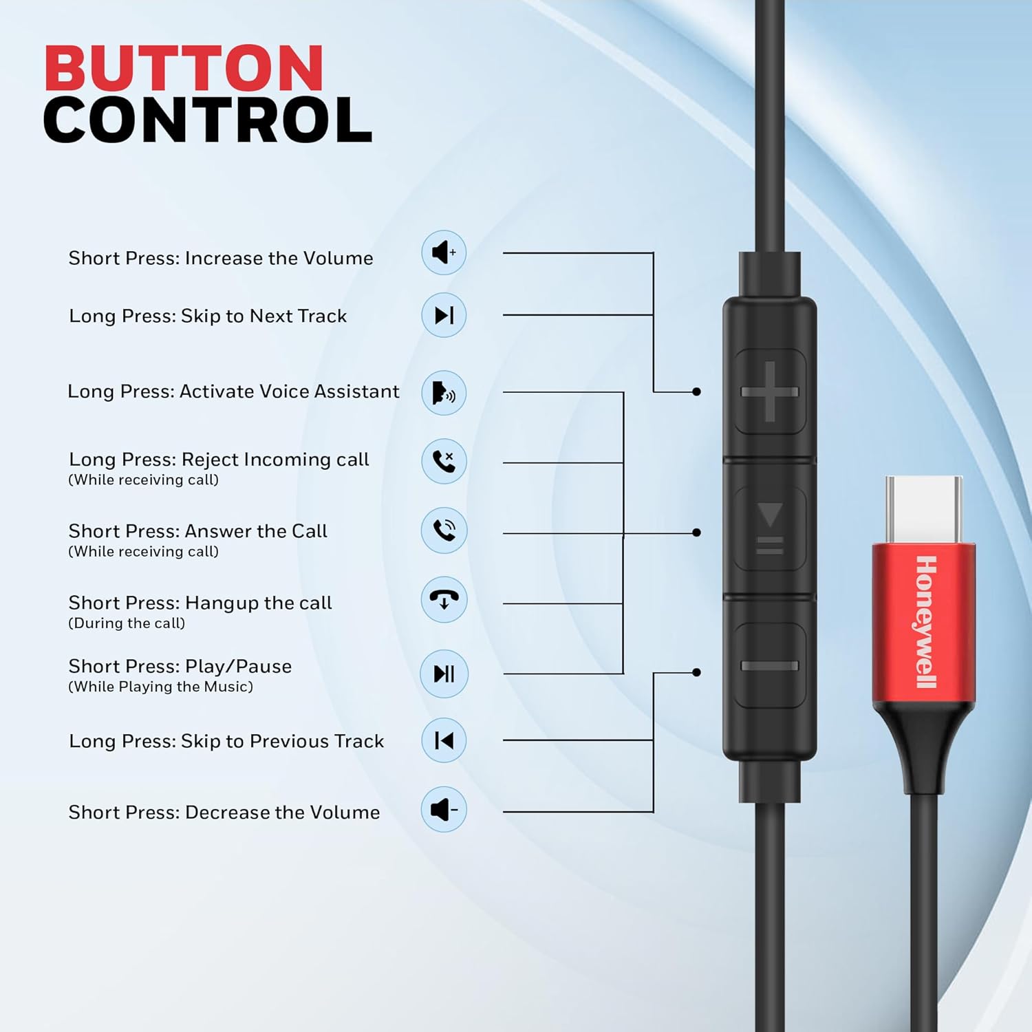 Honeywell Suono P70 Wired in Ear Earphones with Built in Mic 10mm*2 Drivers