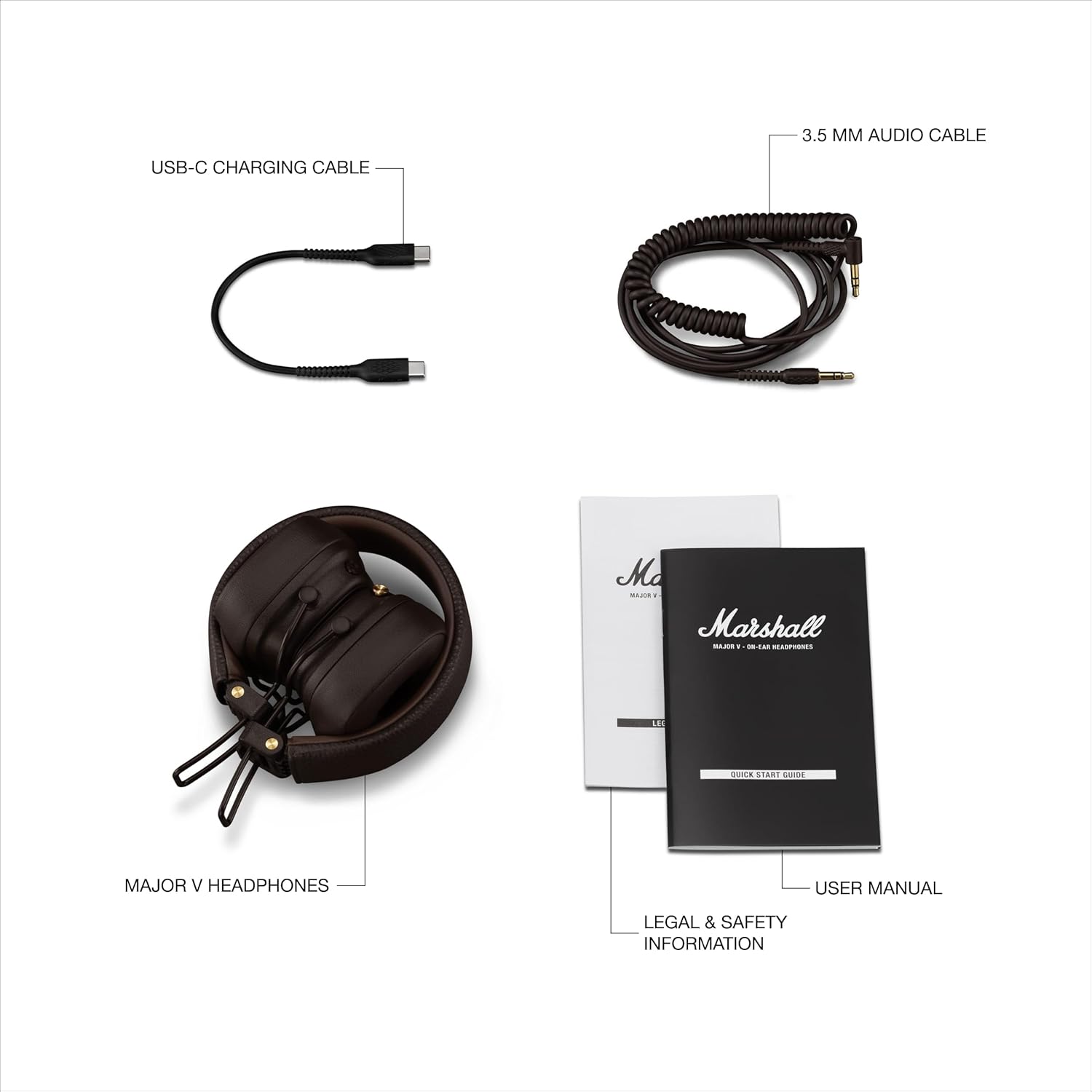 Marshall Major V Wireless On Ear Headphones, Brown