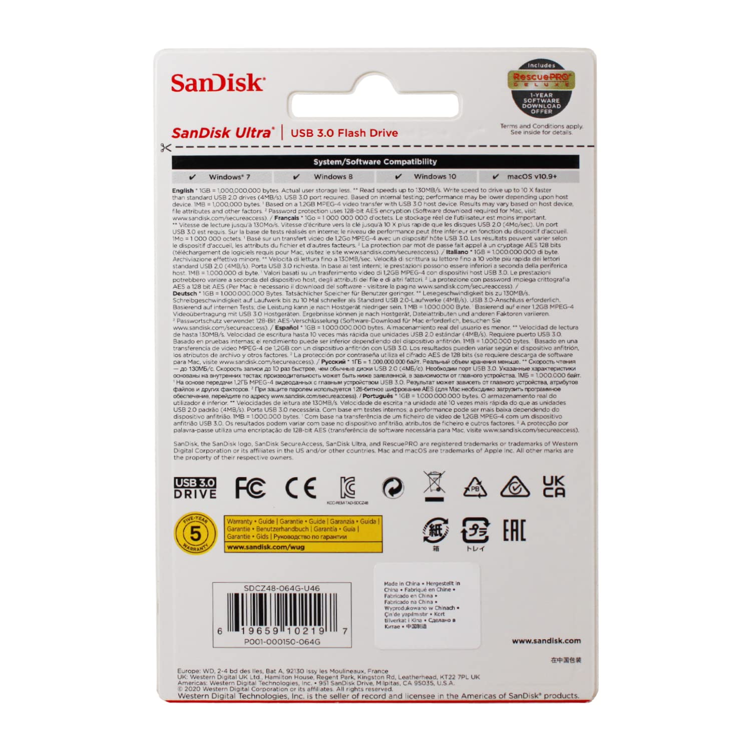 SanDisk Ultra 64GB, USB 3.0, Flash Drive