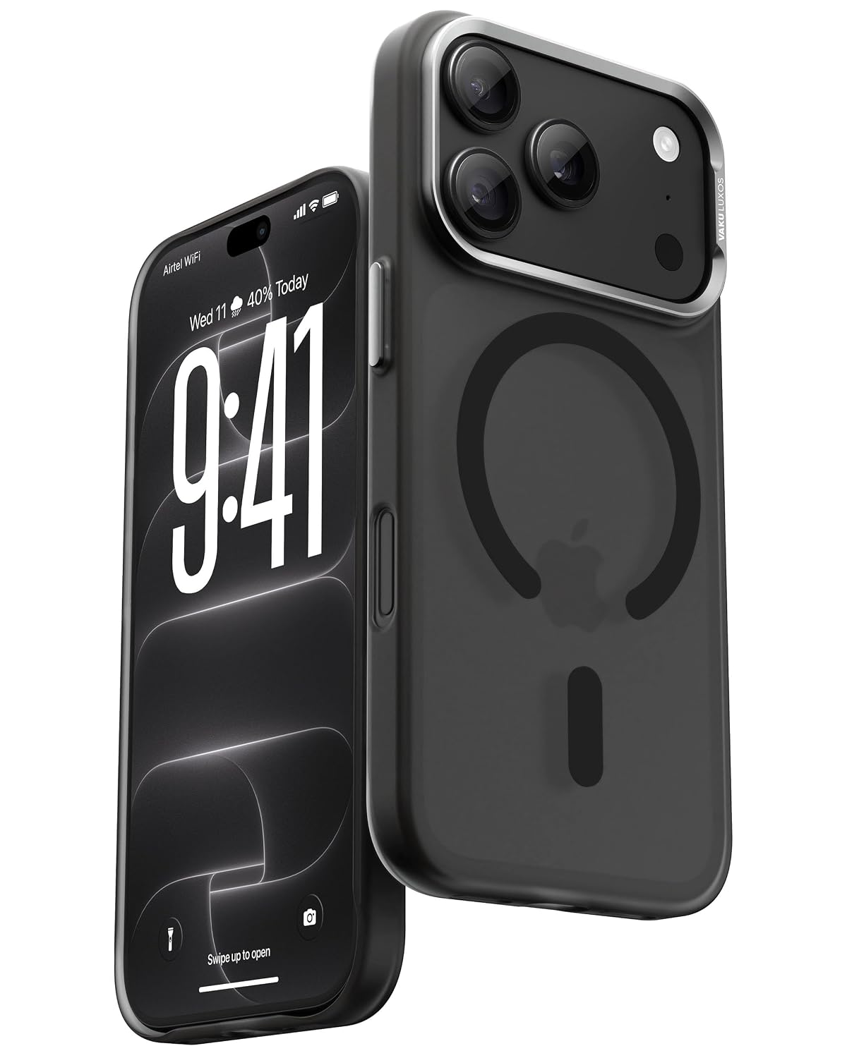 Vaku Luxos® MISTRO Magpro MagSafe Transparent TPU Back Cover Case for iPhone 18 Pro Max Frosted Matte Semi Finish | Black