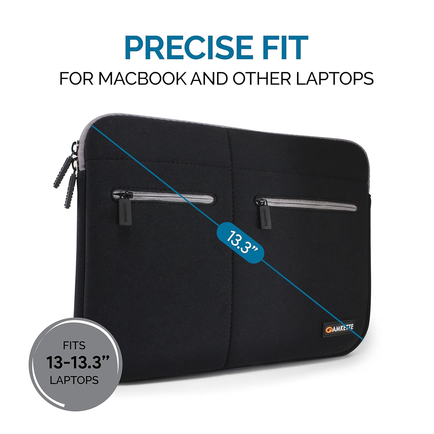 Amkette Neo Case 33.02 cm (13 inch) Multi Pocket Laptop Sleeve for MacBook Air & Pro, Laptops & Ultrabooks (Black - Grey)