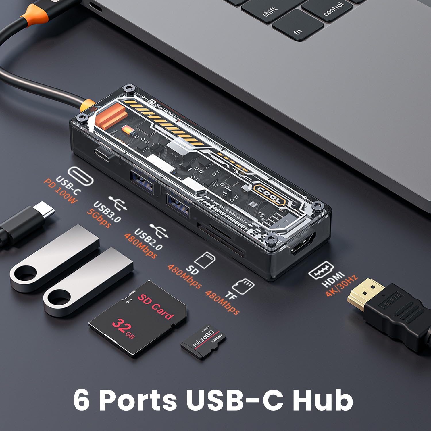 Portronics MPort View Two 6-in-1 USB Type-C Hub Dock