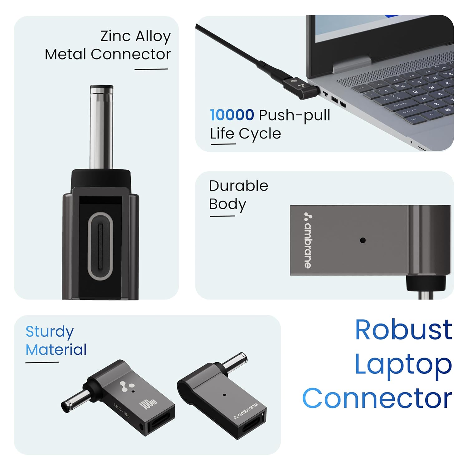 Ambrane USB C to Smart Tip Connector for Dell Laptops