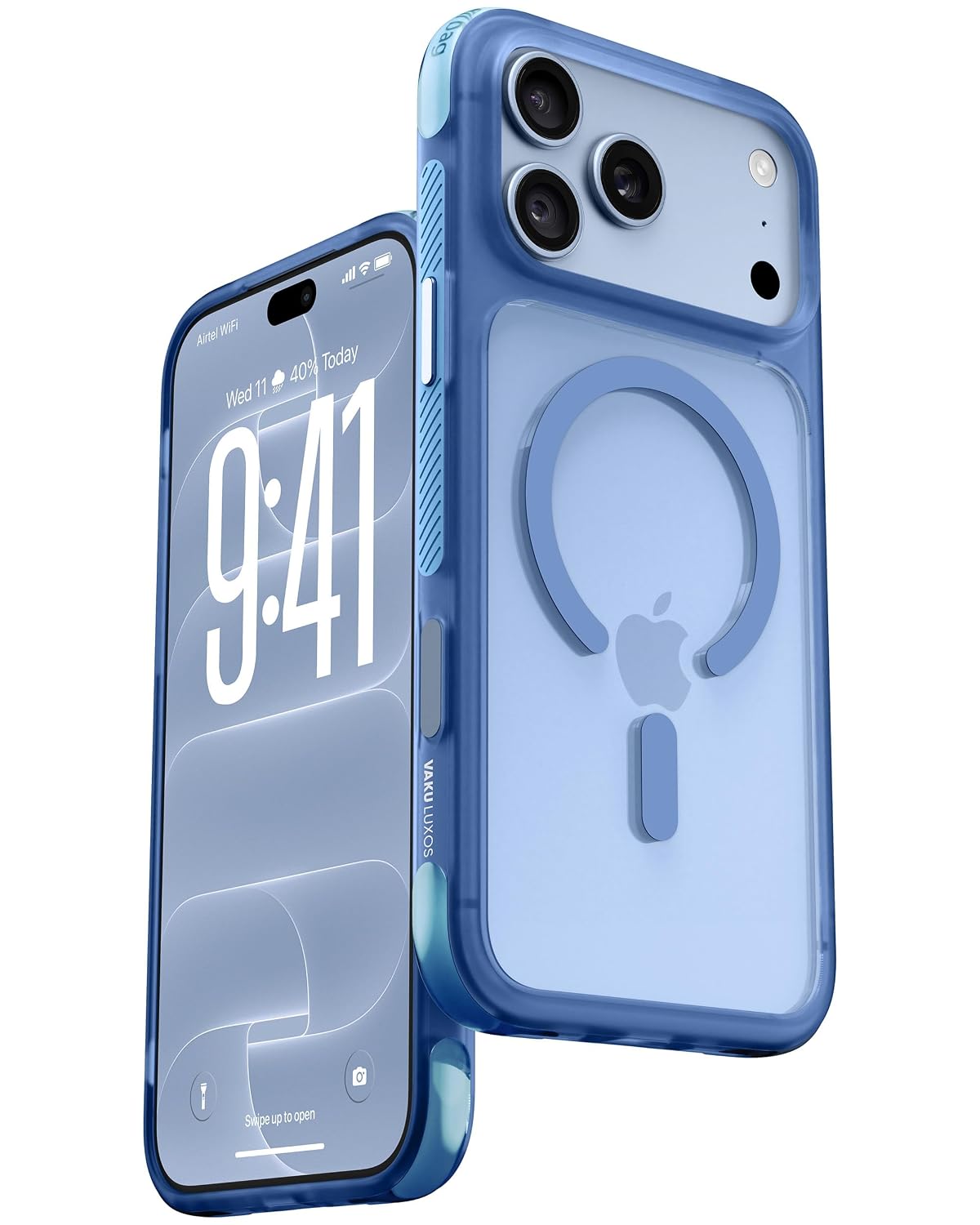 Vaku Luxos® AIRIXO Magpro MagSafe Transparent TPU Back Cover Case for iPhone 18 Pro Max | Blue