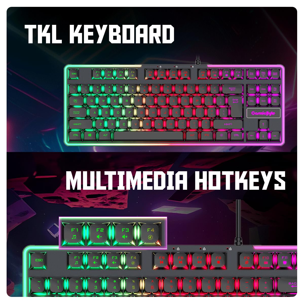 Cosmic Byte CB-GK-20 Styx TKL Membrane Gaming Keyboard with Rainbow LED (Black