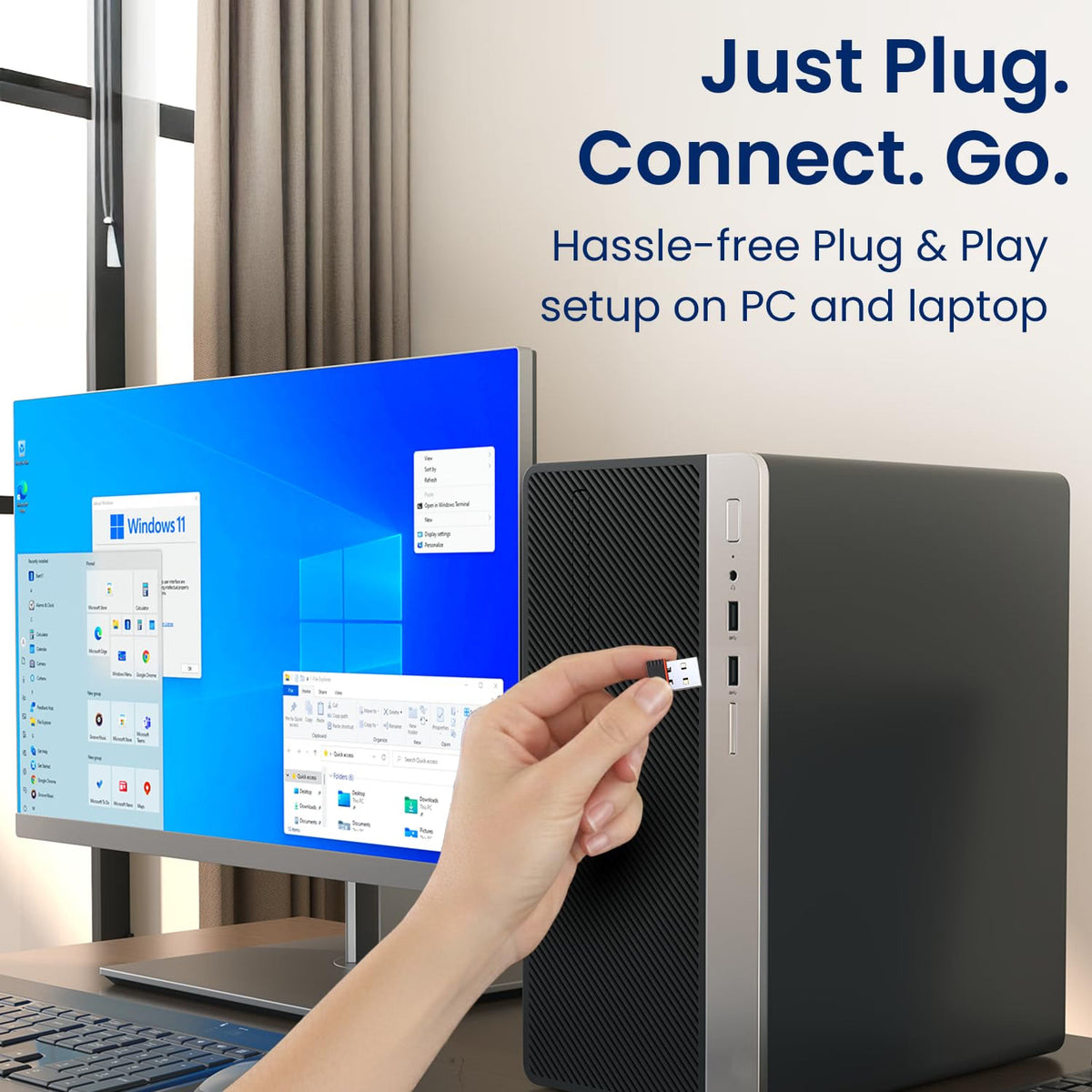 Portronics BlueFi Nano USB Wi-Fi & Bluetooth Adapter, Dual-Band 2.4GHz