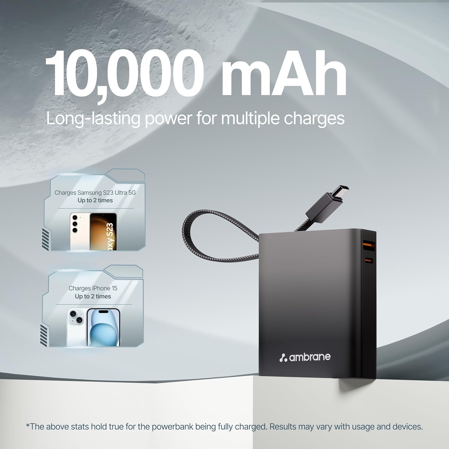 Ambrane 10000mAh Smallest Pocket Size Powerbank