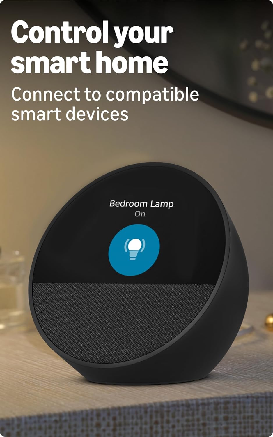Amazon Echo Spot (latest model), Smart alarm clock with vibrant sound, Alexa and Bluetooth | Black