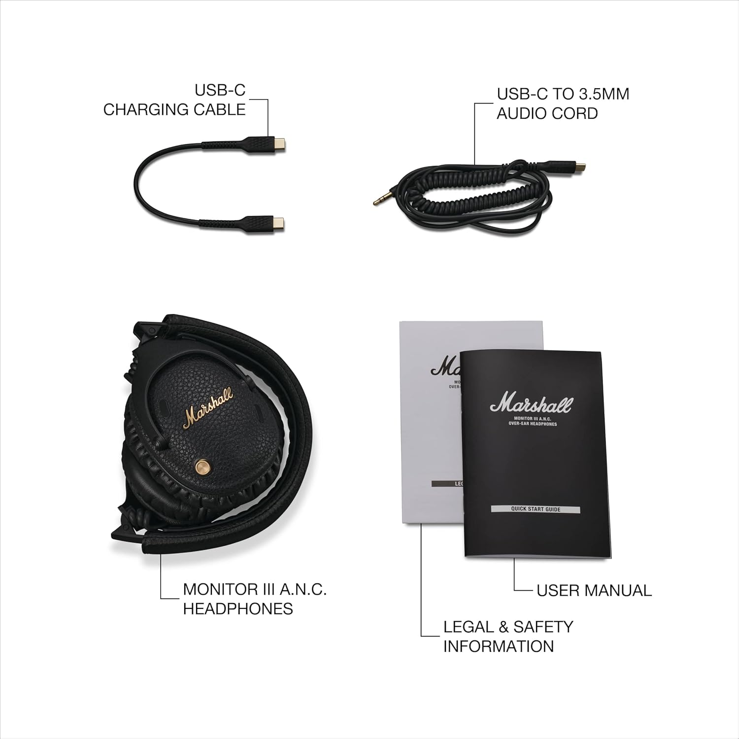 Marshall Monitor III Active Noise Canceling Over Ear Bluetooth Headphones -Black
