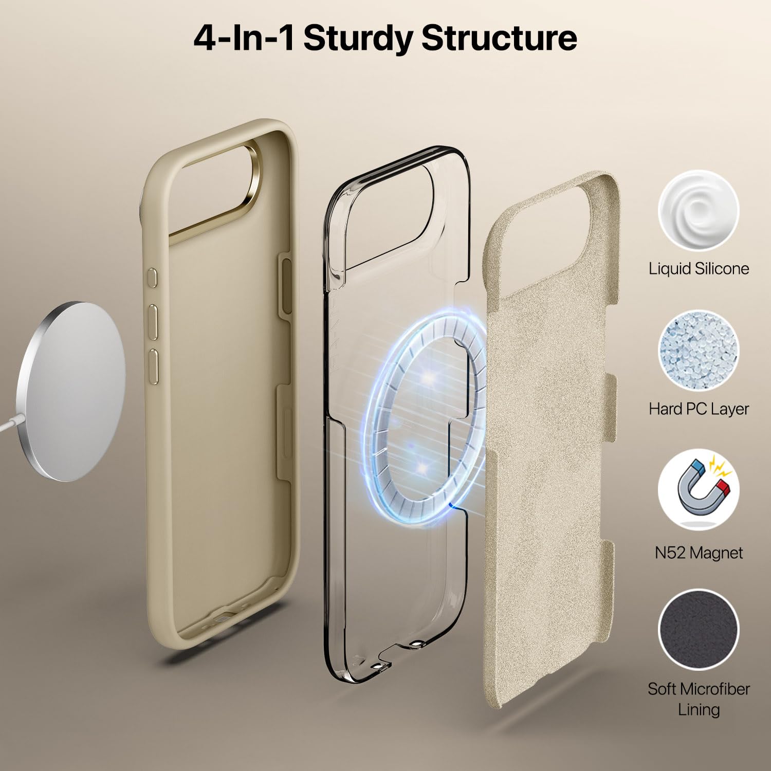 Vaku Luxos® Liquid Silicon Magpro TPU Back Cover Case for iPhone 17 Air - Gold