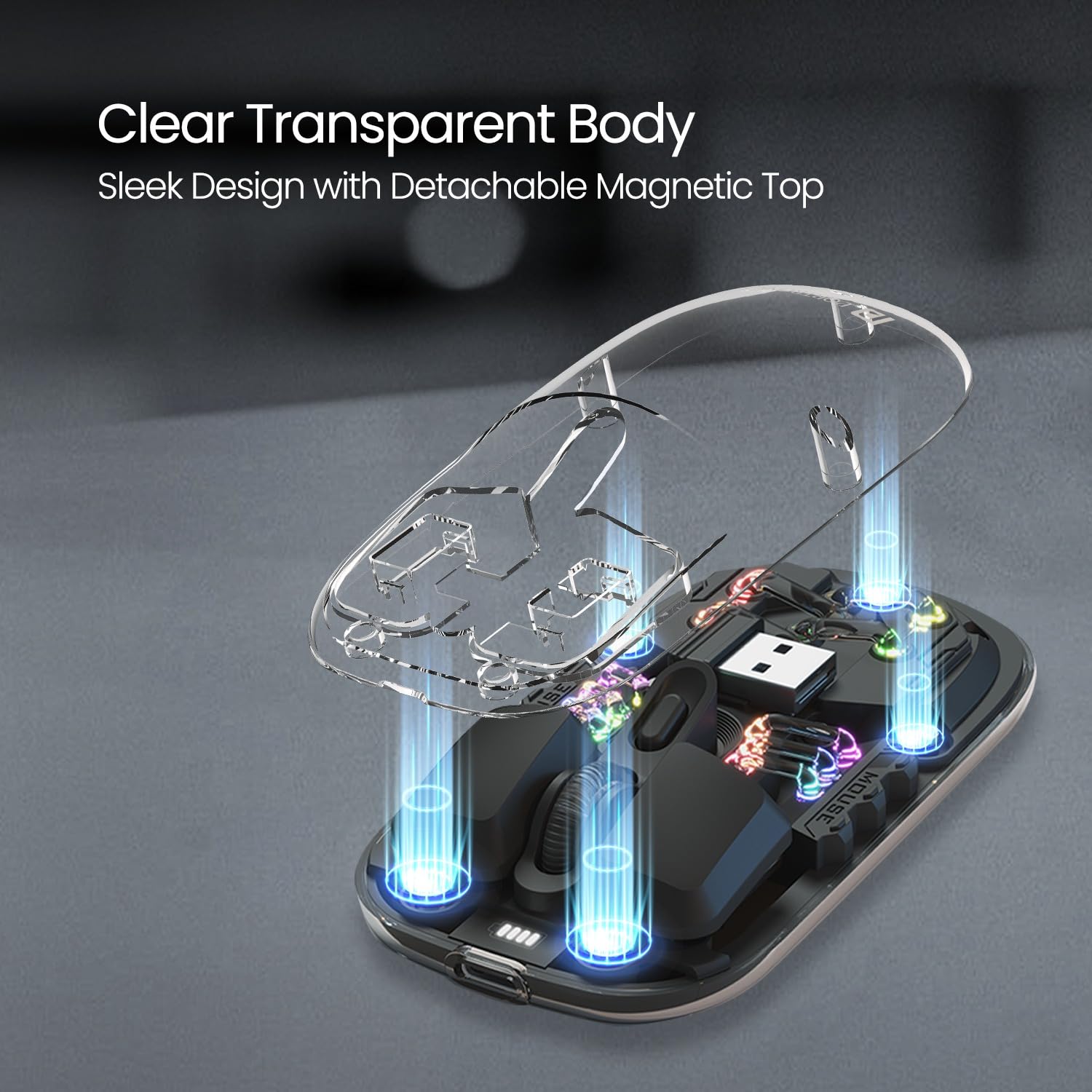 Portronics Toad 5 Transparent Bluetooth Mouse with 2.4 GHz