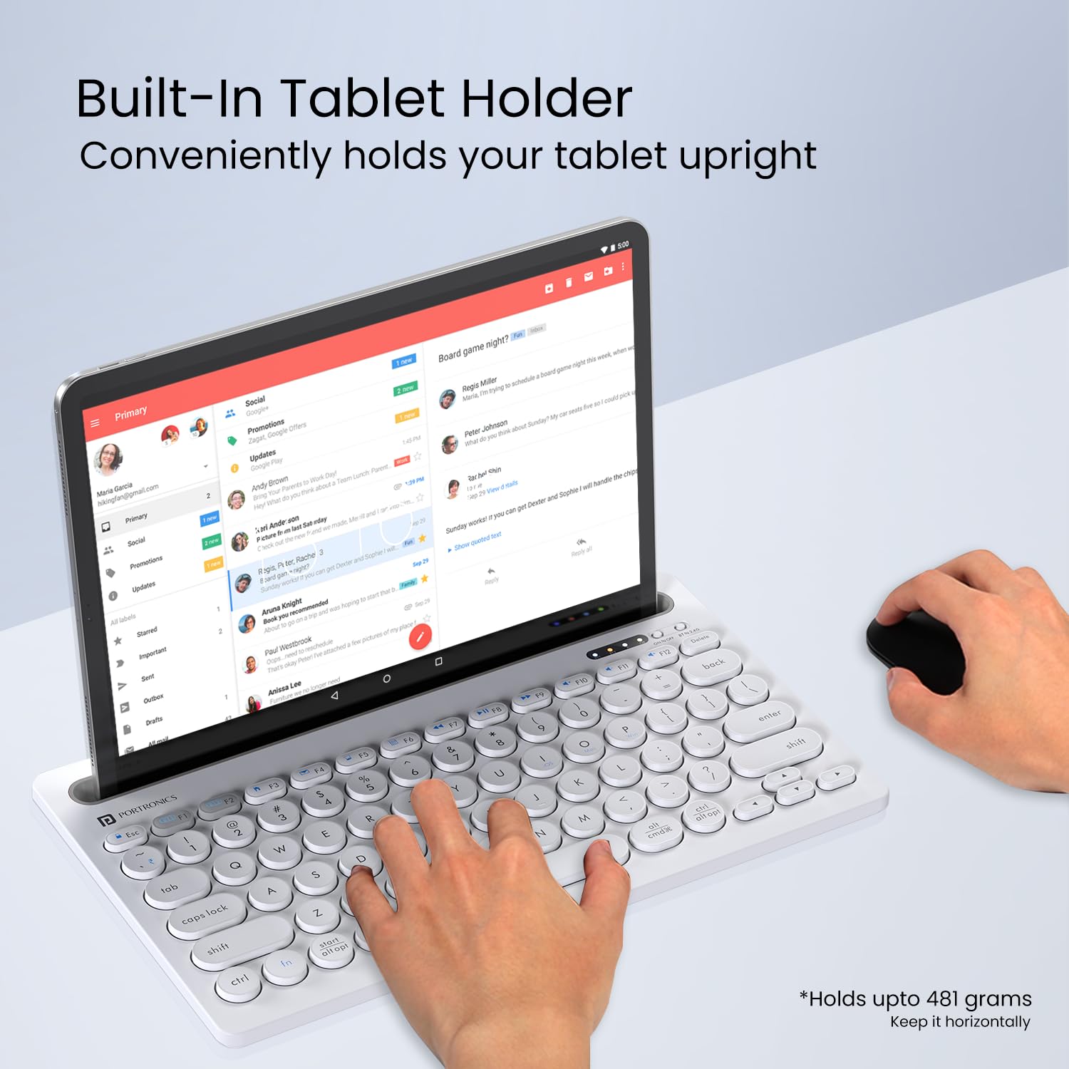 Portronics Bubble Dock Wireless Keyboard with Tablet Holder