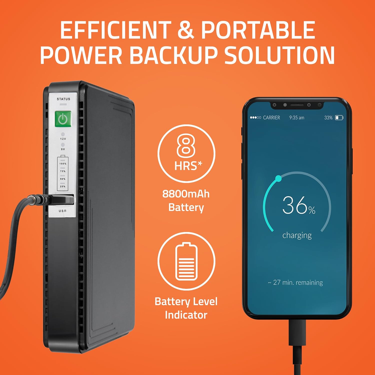 Artis AR-MINIDC-3 Mini UPS for WiFi Router/Modem/Set top Box Devices 8800mAh Battery