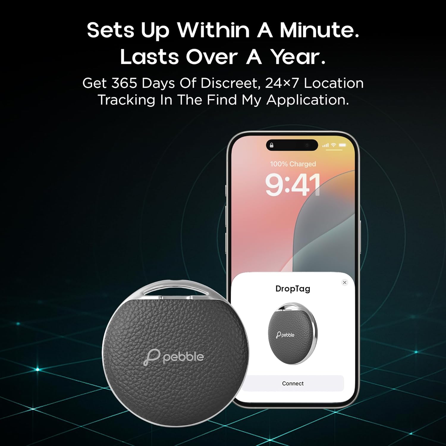Pebble Drop Tag Worldwide Tracking | Apple Find My App Compatible