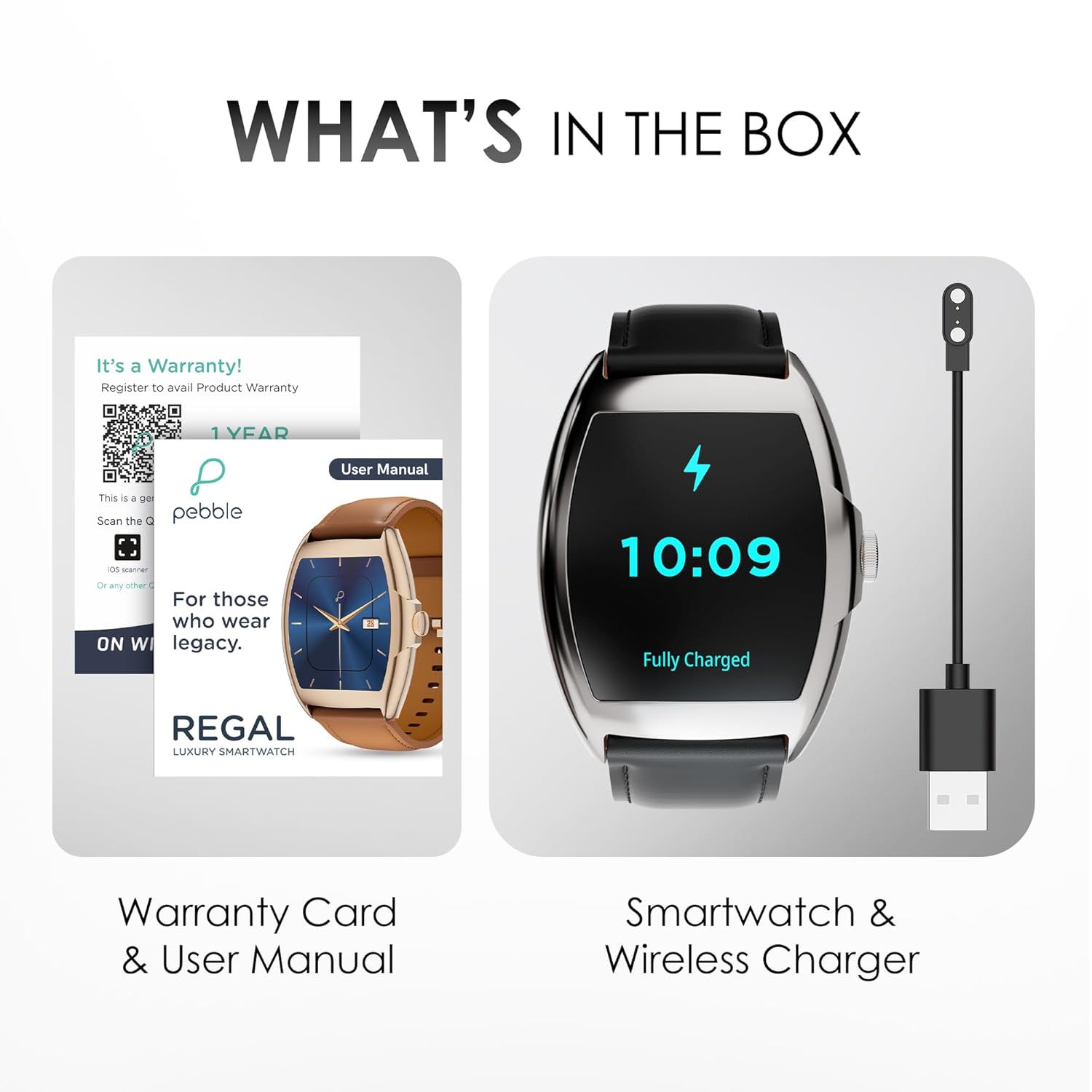 Pebble Regal Smartwatch, 1.77-inch True HD Display (Black)