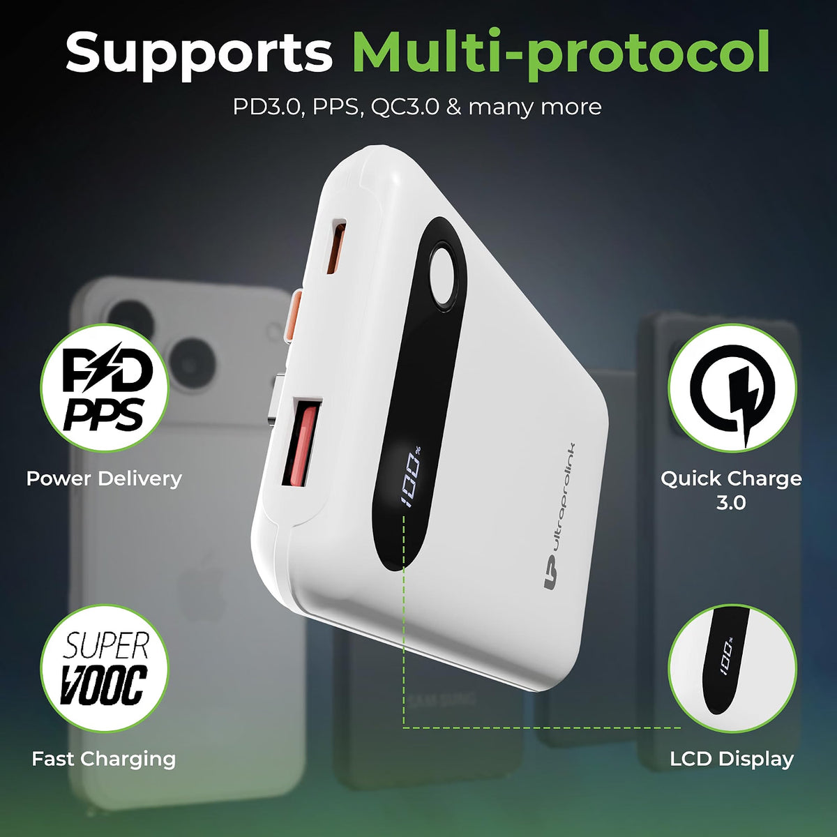 UltraProlink Power Bank 10000mah Fast Charging|16.8mm Slim