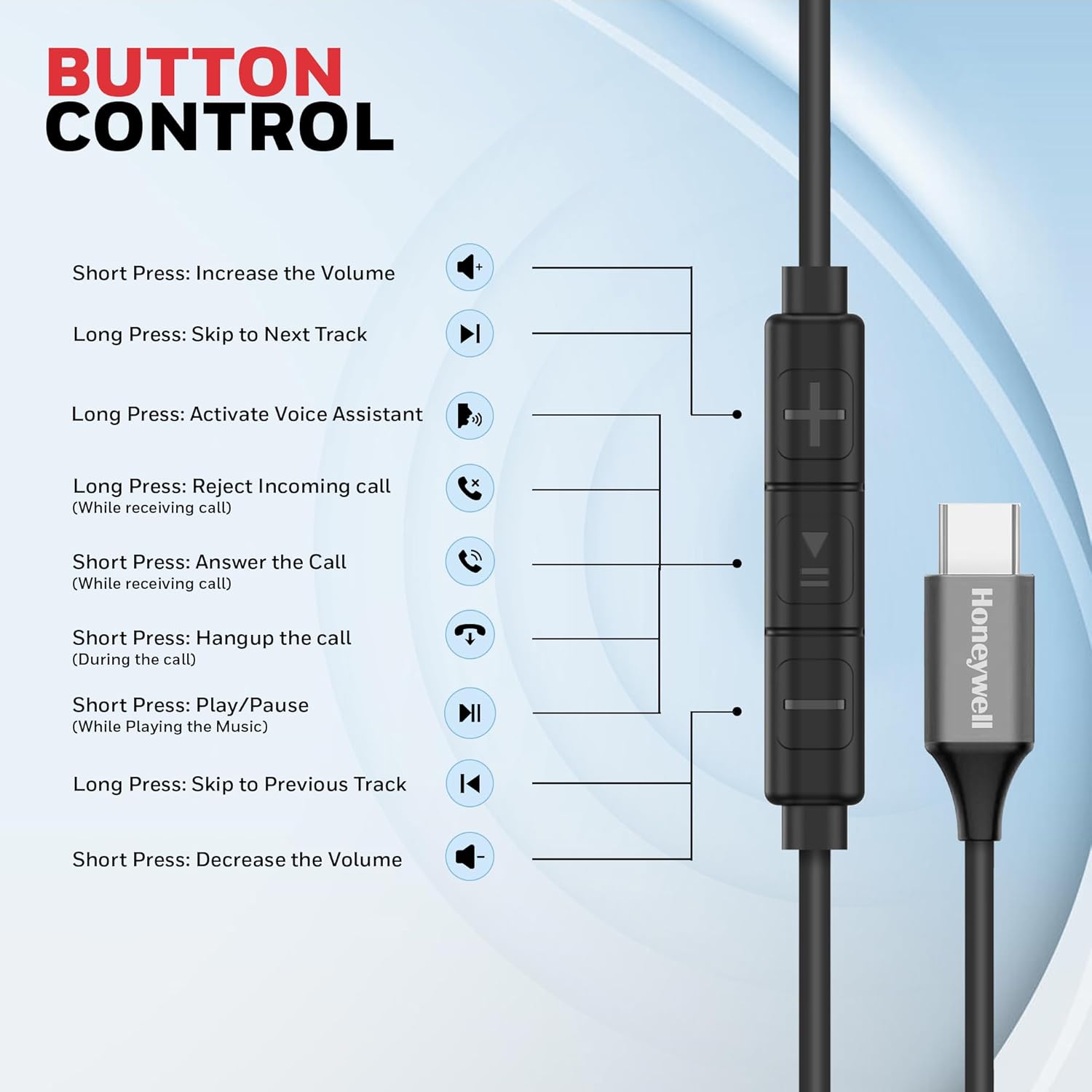 Honeywell Suono P70 Wired in Ear Earphones with Built in Mic 10mm*2 Drivers