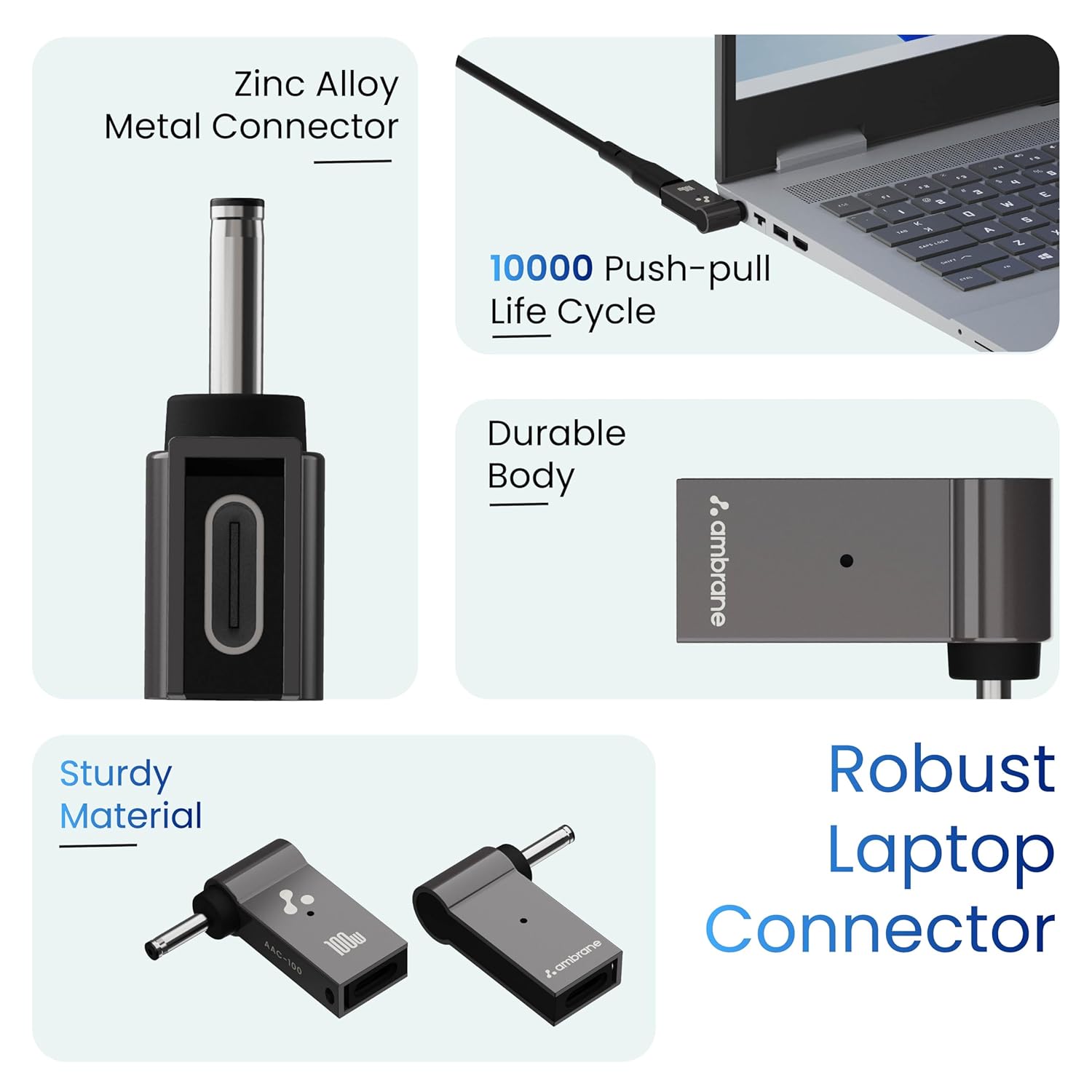 Ambrane USB C to Smart Tip Connector for ASUS Laptops