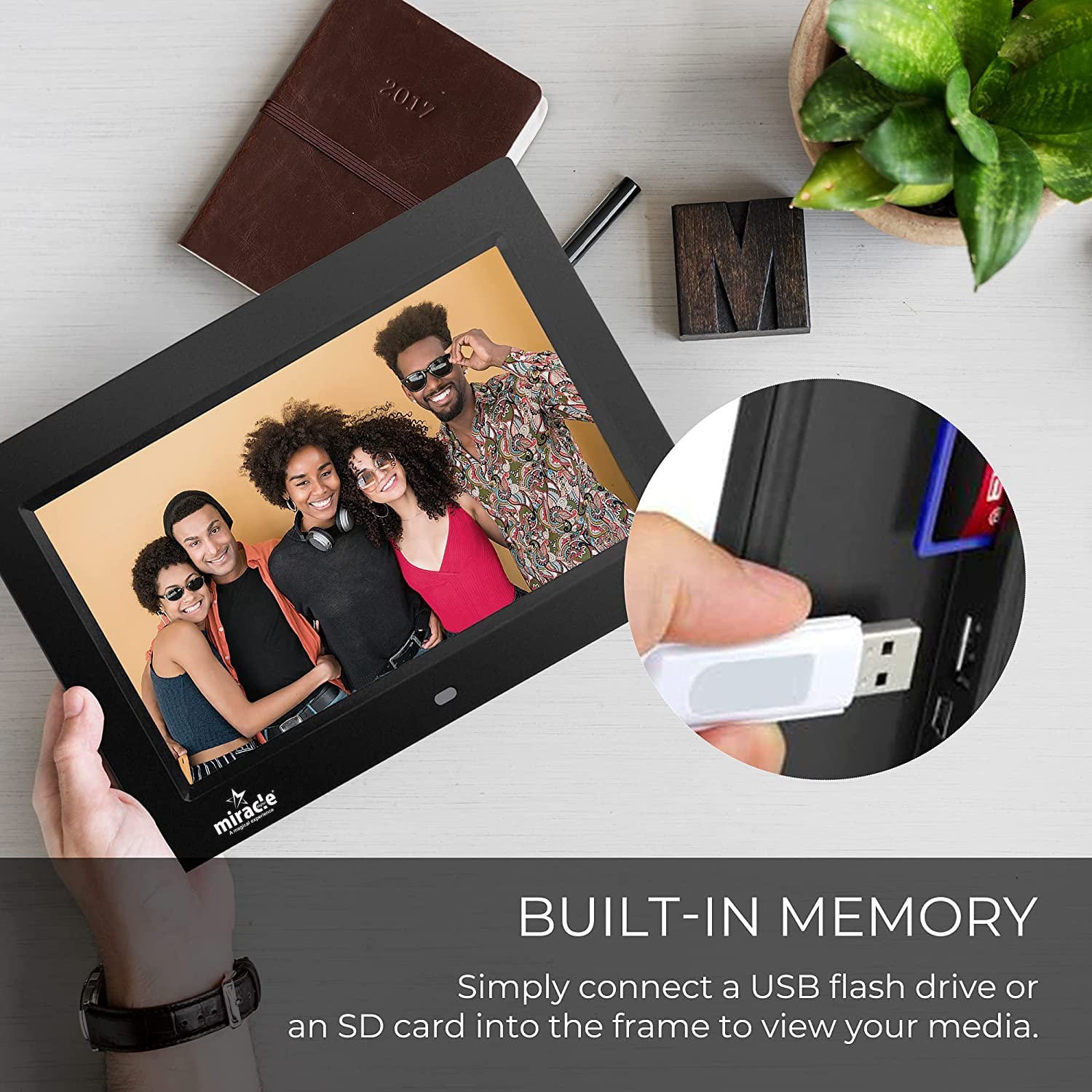 Miracle Digital 10'' IPS Digital Photo Frame ,Support SD Built in 8 GB Memory & 2GB RAM