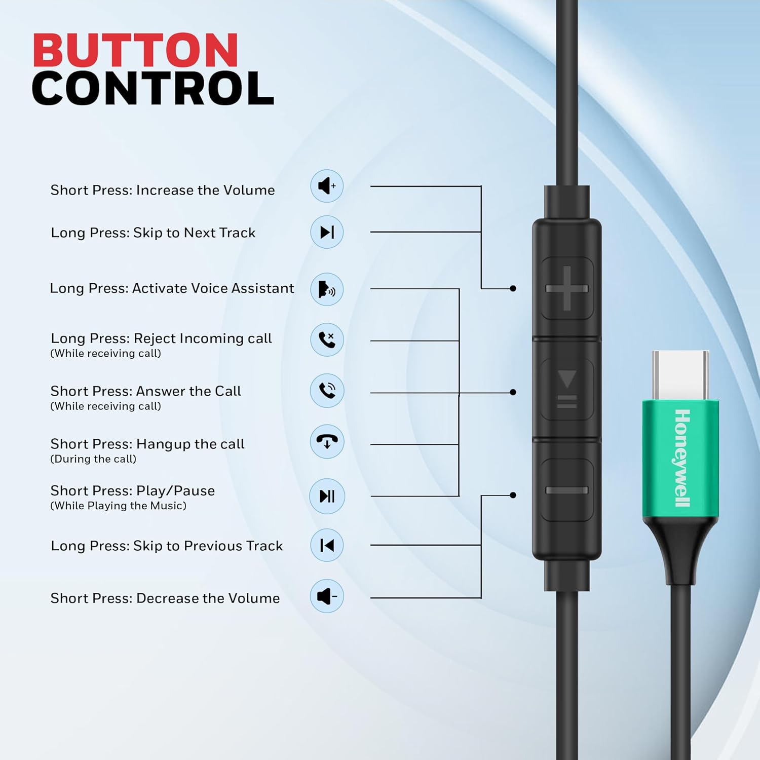 Honeywell Suono P70 Wired in Ear Earphones with Built in Mic 10mm*2 Drivers