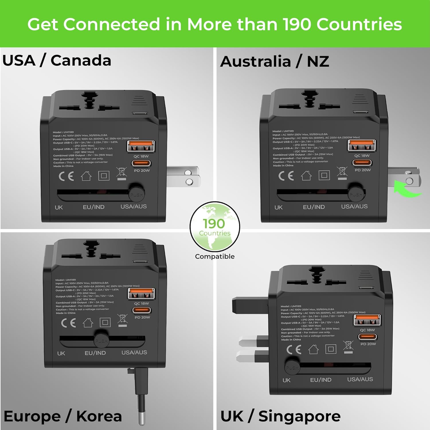 UltraProlink International All in One Universal Travel Adapter