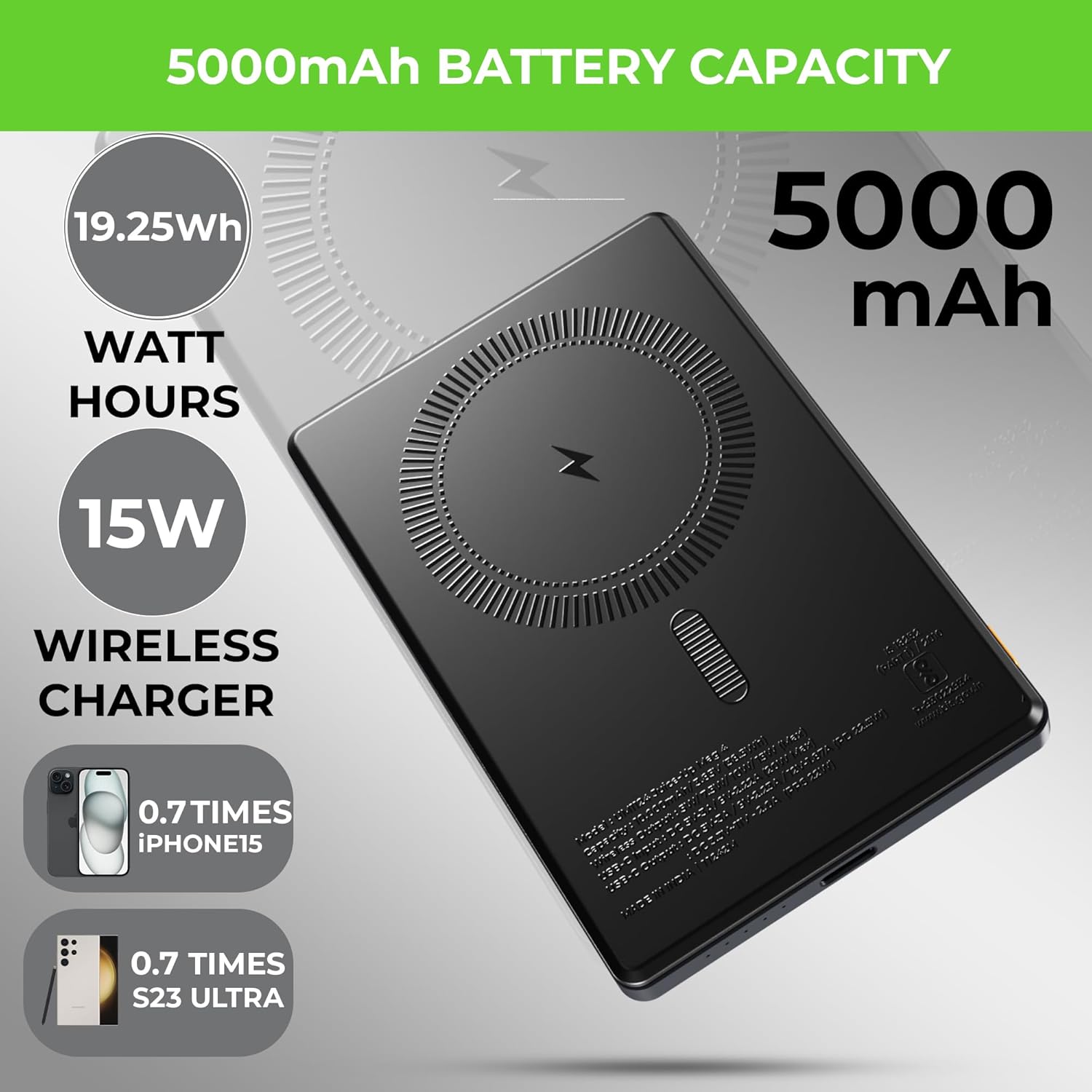 UltraProlink 5000mAh Slimmest Wireless Magnetic Mag-Safe Power Bank