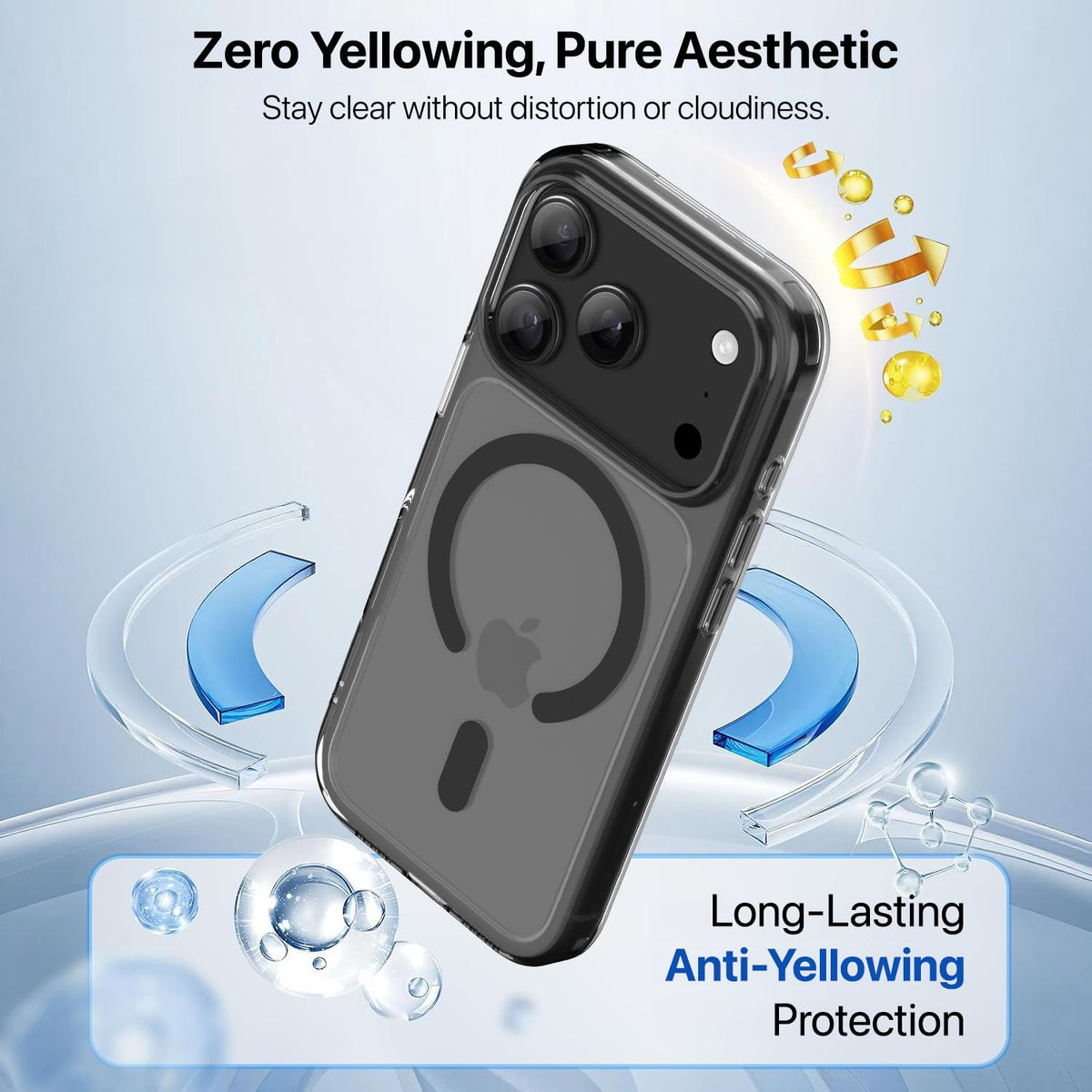 Vaku Luxos® KLYRA Magpro Transparent TPU Back Cover Case for iPhone 18 Pro Crystal Clear Shockproof | Black