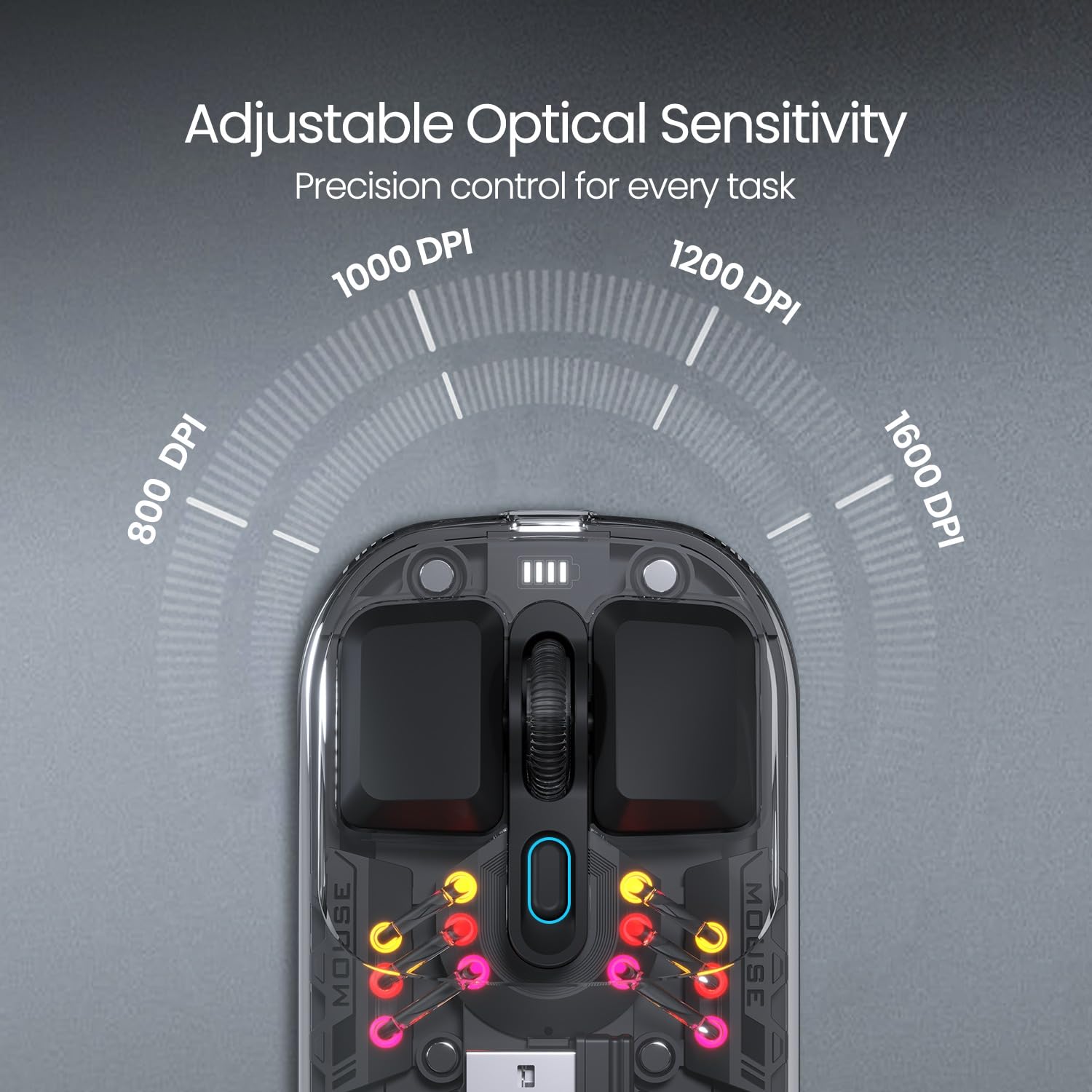 Portronics Toad 5 Transparent Bluetooth Mouse with 2.4 GHz