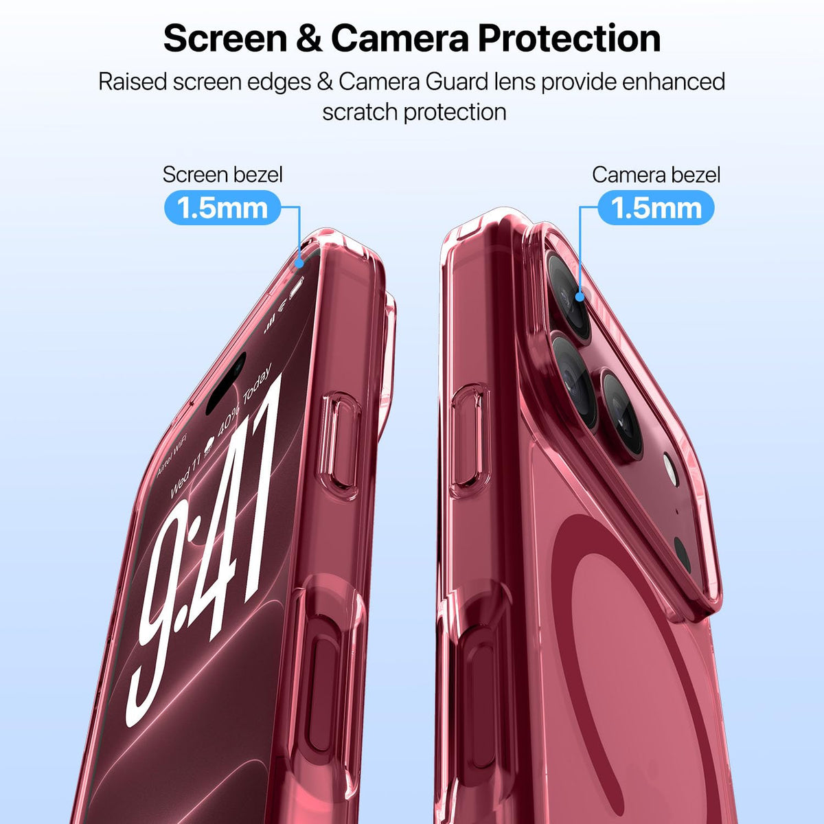 Vaku Luxos® KLYRA Magpro MagSafe Transparent TPU Back Cover Case for iPhone 18 Pro Max Crystal Clear |Dark Cherry