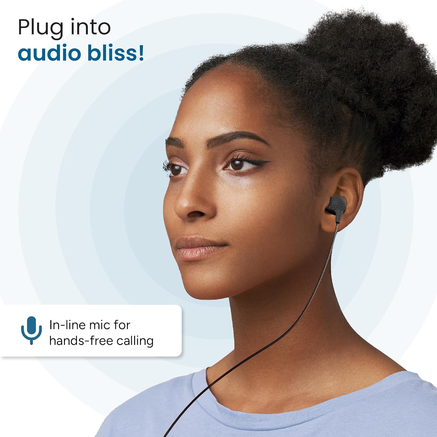 Ambrane Wired Earphones with Mic EP 83  | 3.5Mm Audio Jack | 14Mm Driver for HD Sound & Deep Bass | Tangle-Free 1.2M Cable | in Ear Comfort Fit | Compatible with Mobiles, Tablets, Laptops, Pcs