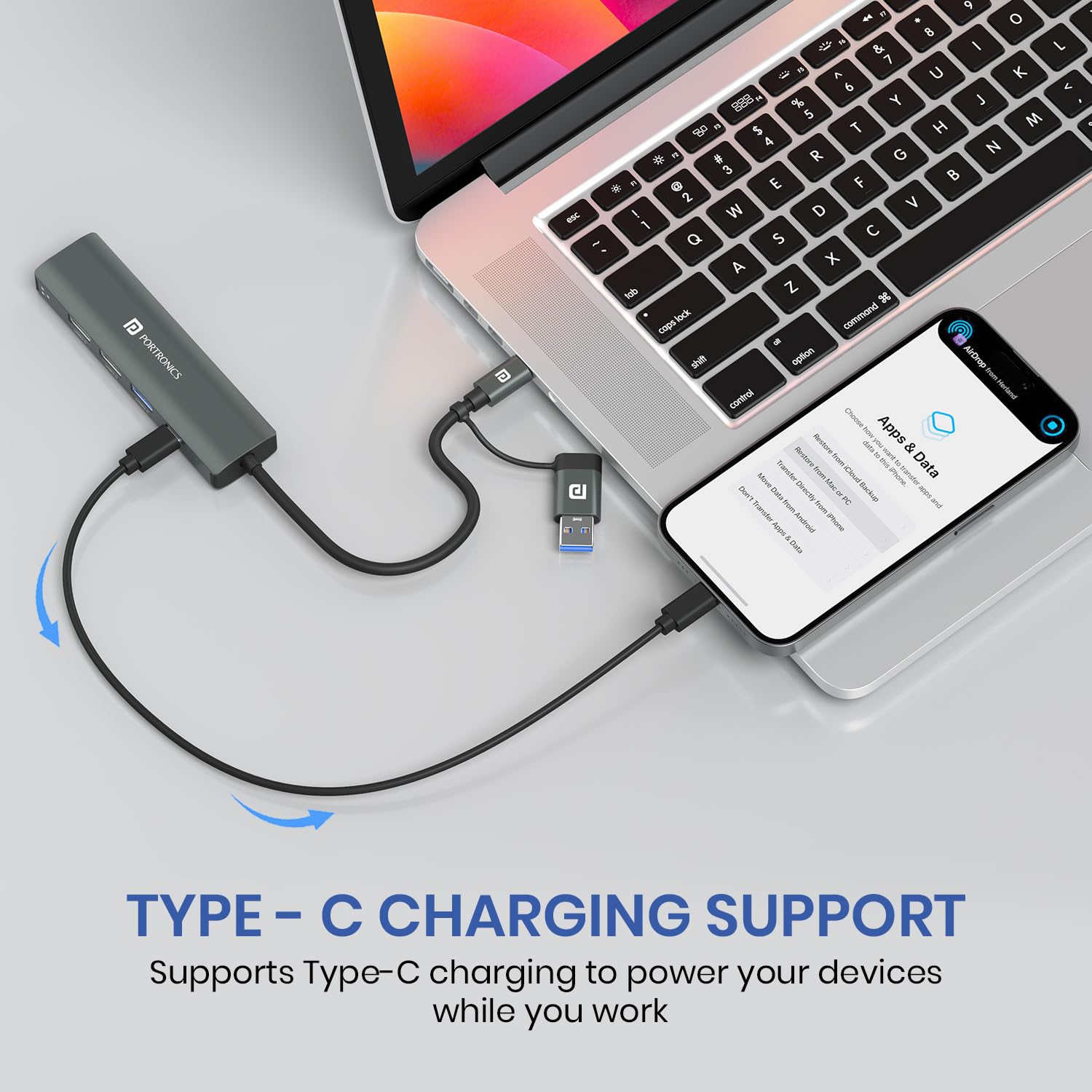 Portronics Mport Edge,5 Ports Dual USB Hub Dock