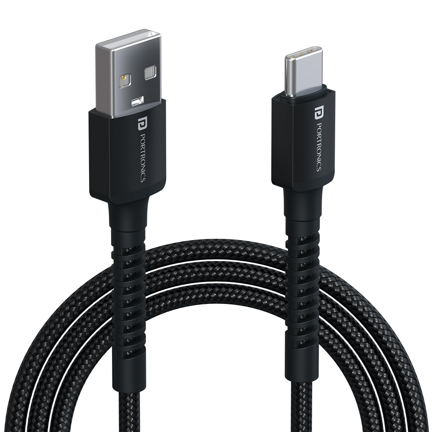 Portronics Konnect X 3A Unbreakable Nylon Braided USB to Type C Fast Charging Cable 2M Long