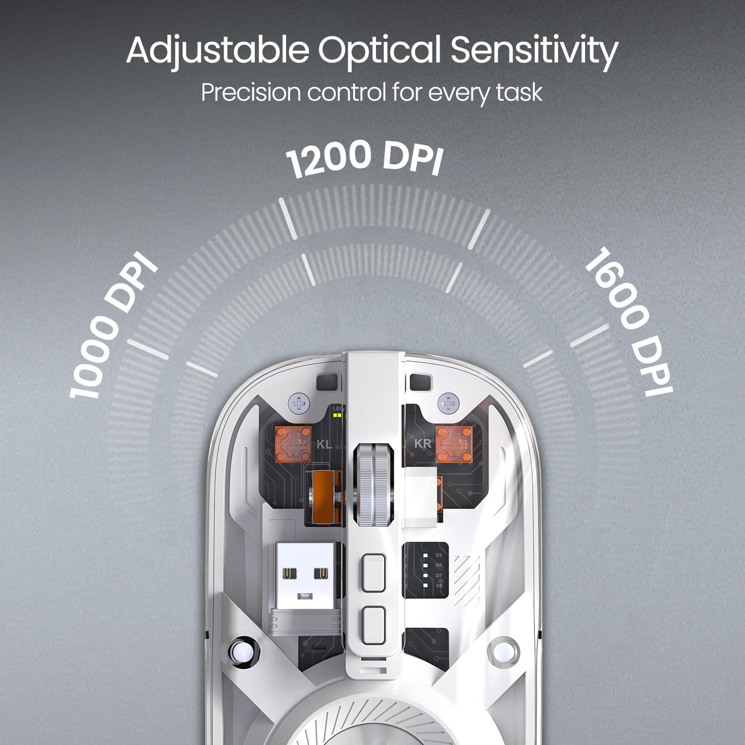 Portronics Toad 8 Transparent Wireless Bluetooth Mouse with Dual Wireless (BT + 2.4 GHz)