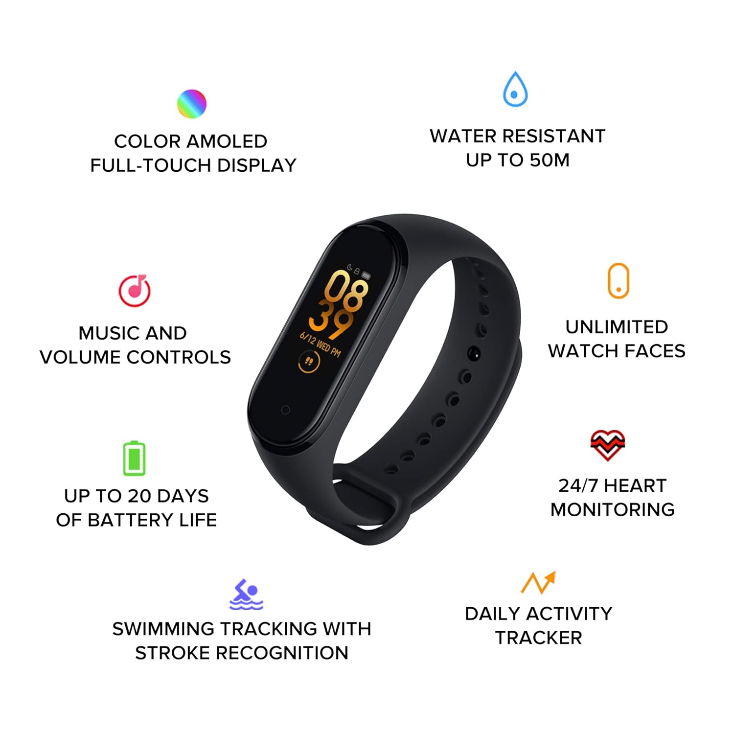 Mi Smart Band 4 0.94-inch AMOLED Color Display, 20 Days Battery