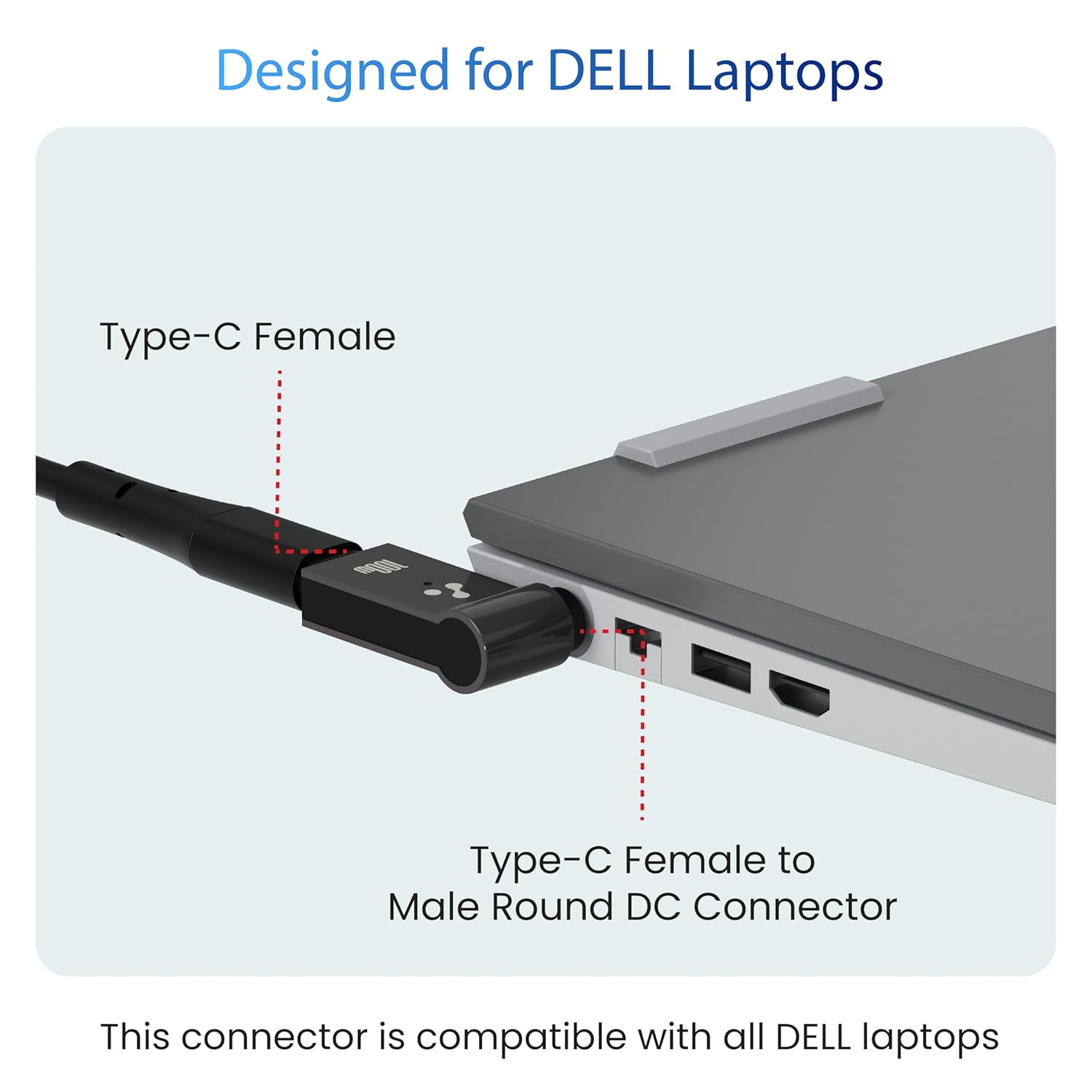 Ambrane USB C to Smart Tip Connector for Dell Laptops
