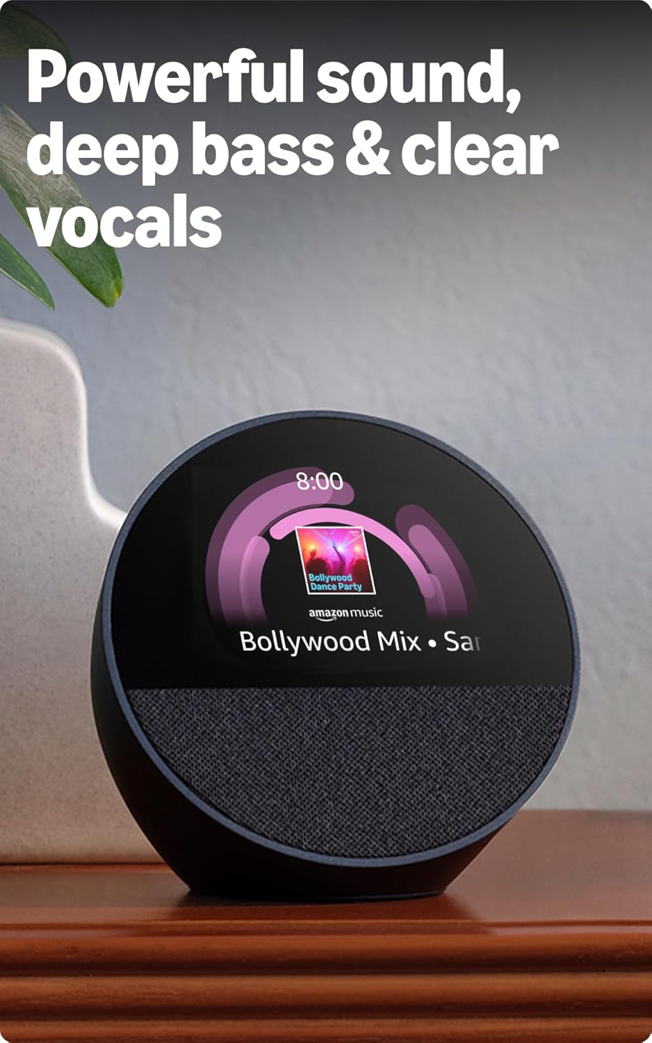 Amazon Echo Spot (latest model), Smart alarm clock with vibrant sound, Alexa and Bluetooth | Black
