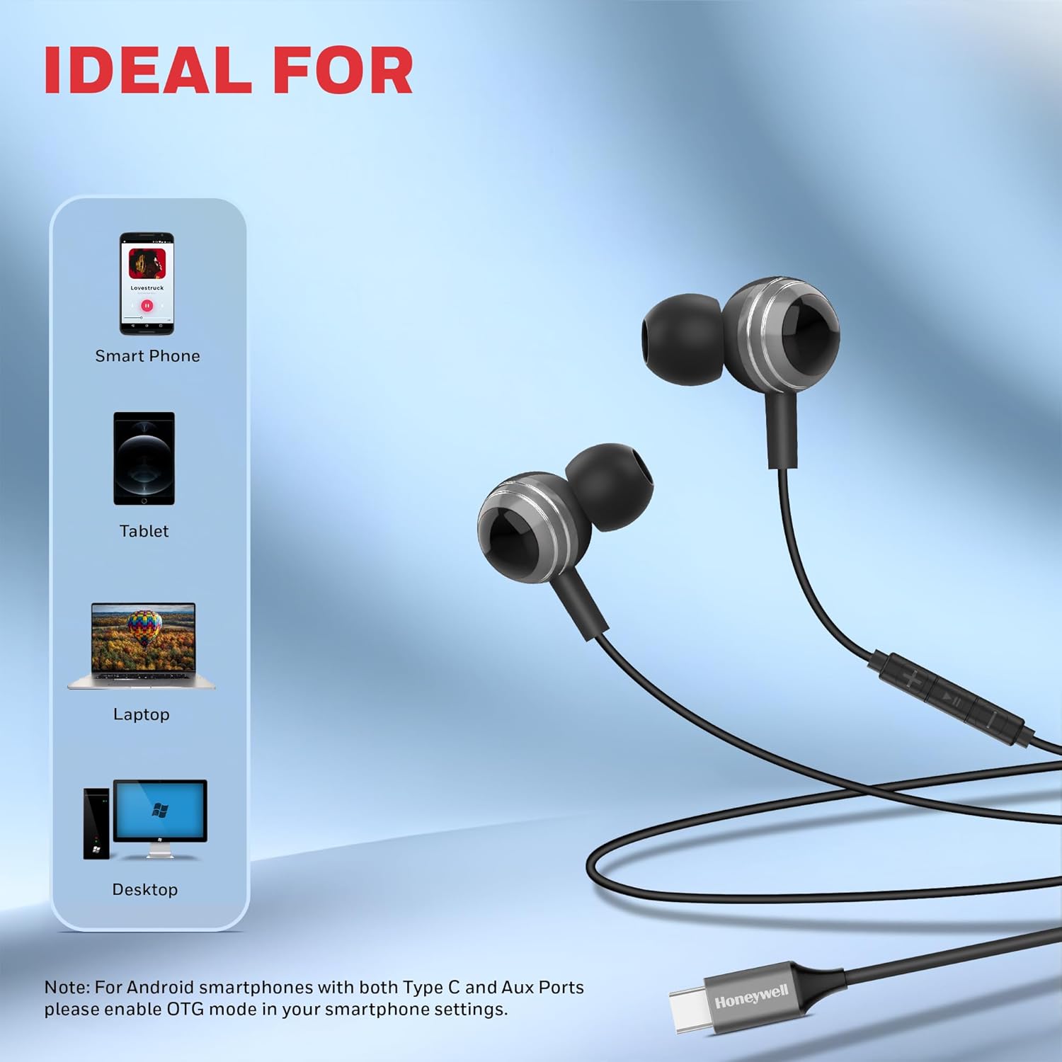 Honeywell Suono P70 Wired in Ear Earphones with Built in Mic 10mm*2 Drivers