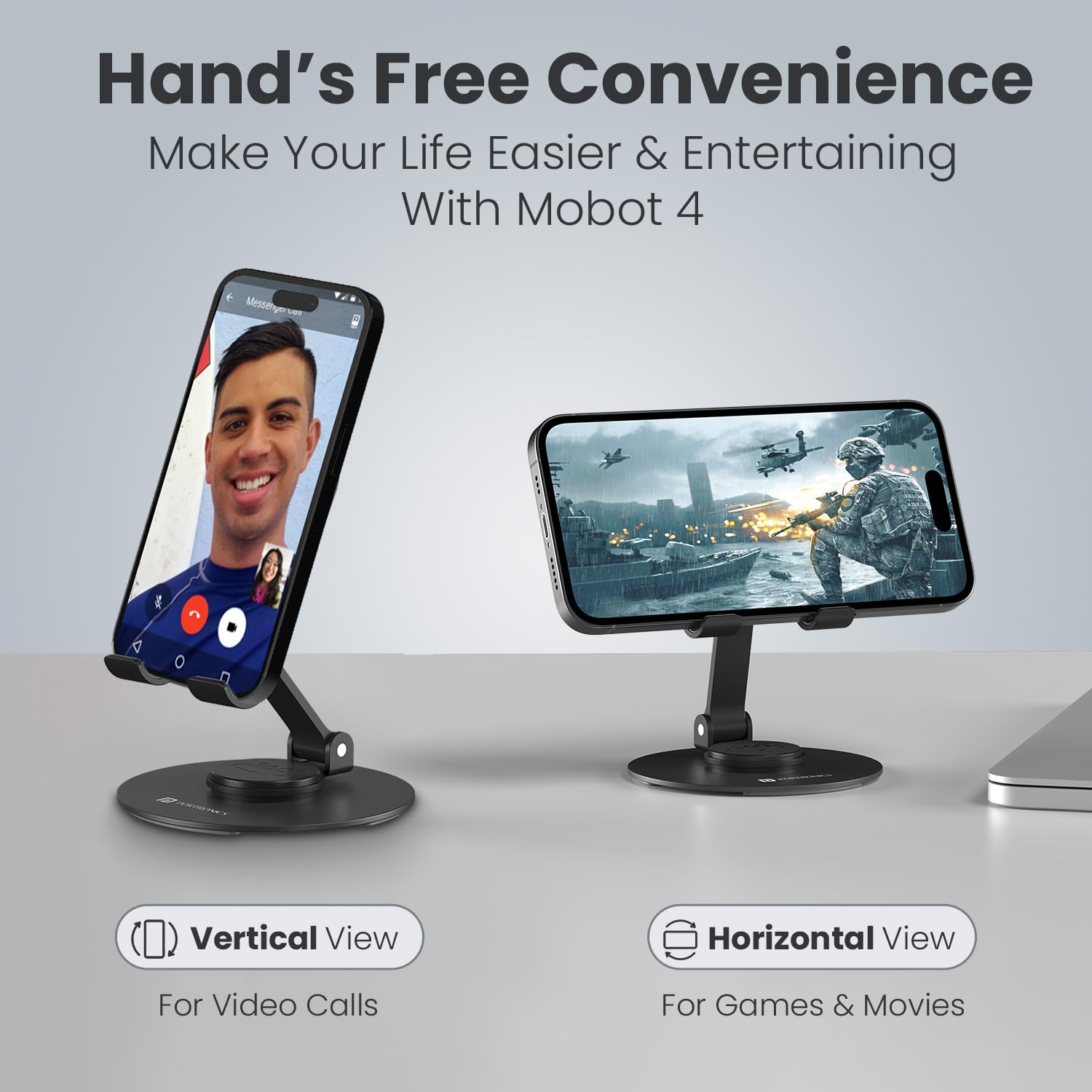 Portronics Mobot 4 Universal Mobile Holding Stand with 360°Rotatable & Height Adjustable