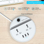 Portronics Power Bun Extension Board with 2 Universal Sockets & 3 USB Ports