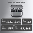 Samsung Galaxy Buds 3 (Silver) with Galaxy AI Powered Real-time Interpreter