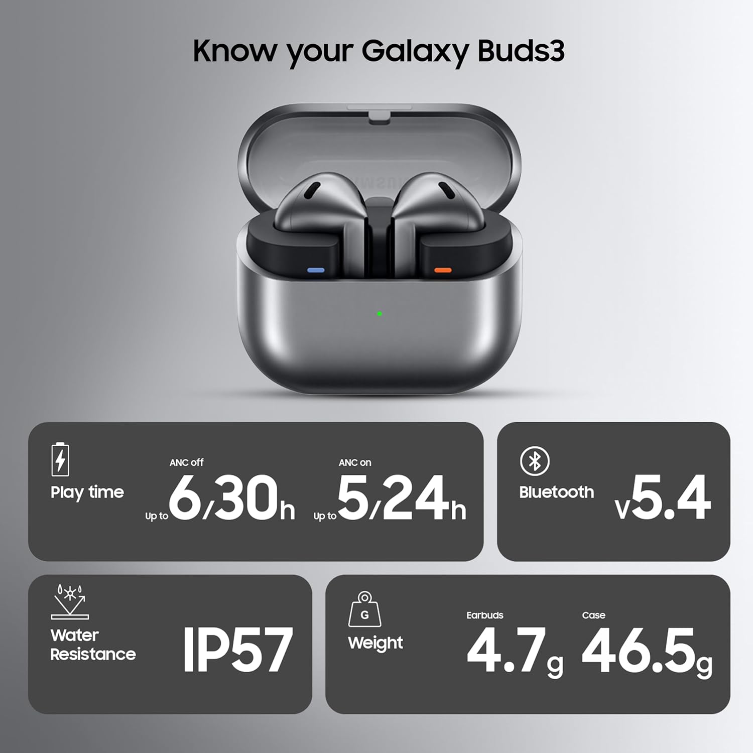 Samsung Galaxy Buds 3 (Silver) with Galaxy AI Powered Real-time Interpreter