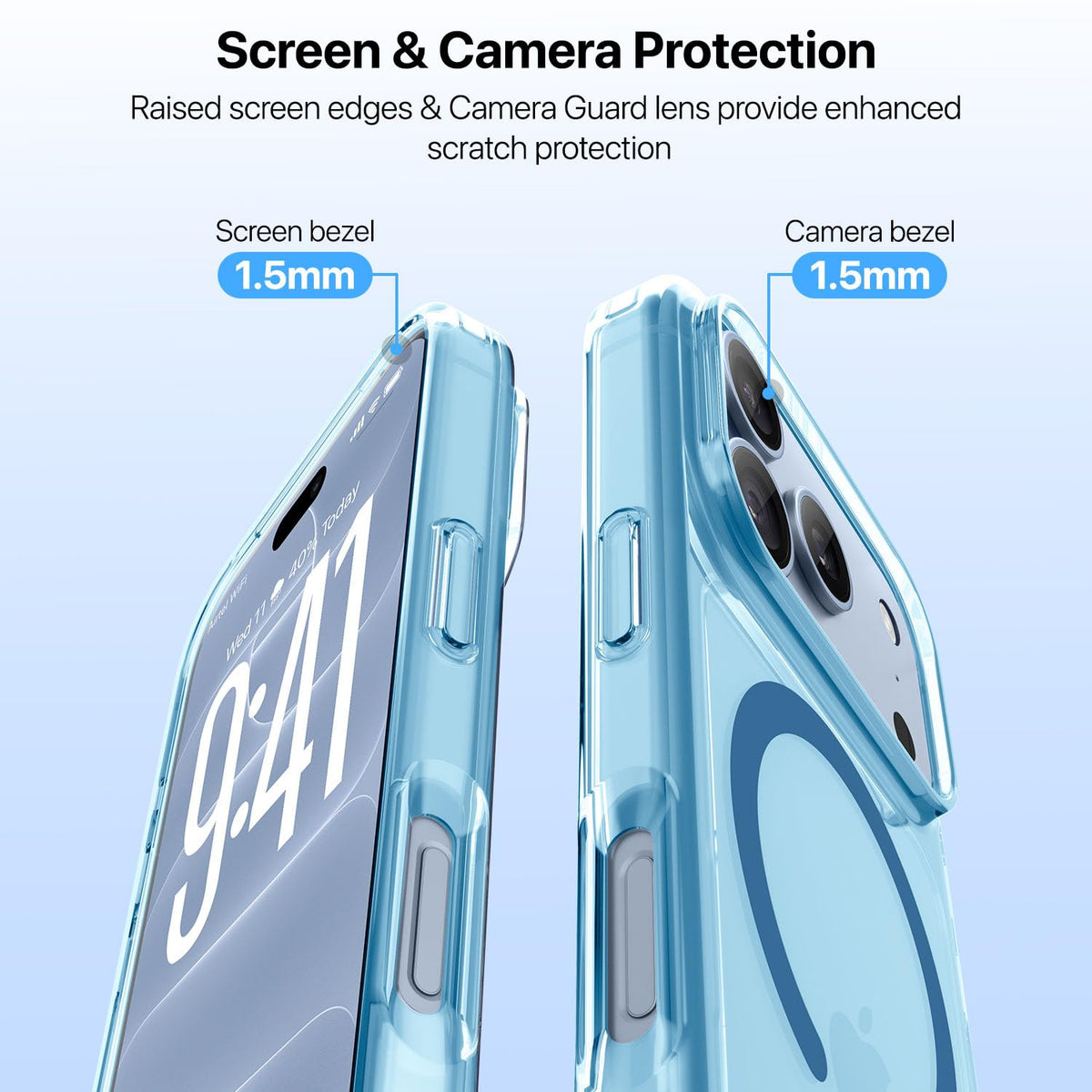 Vaku Luxos® KLYRA Magpro MagSafe Transparent TPU Back Cover Case for iPhone 18 Pro Max Crystal Clear |Blue