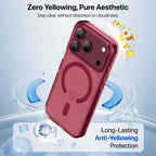 Vaku Luxos® KLYRA Magpro MagSafe Transparent TPU Back Cover Case for iPhone 18 Pro Max Crystal Clear |Dark Cherry
